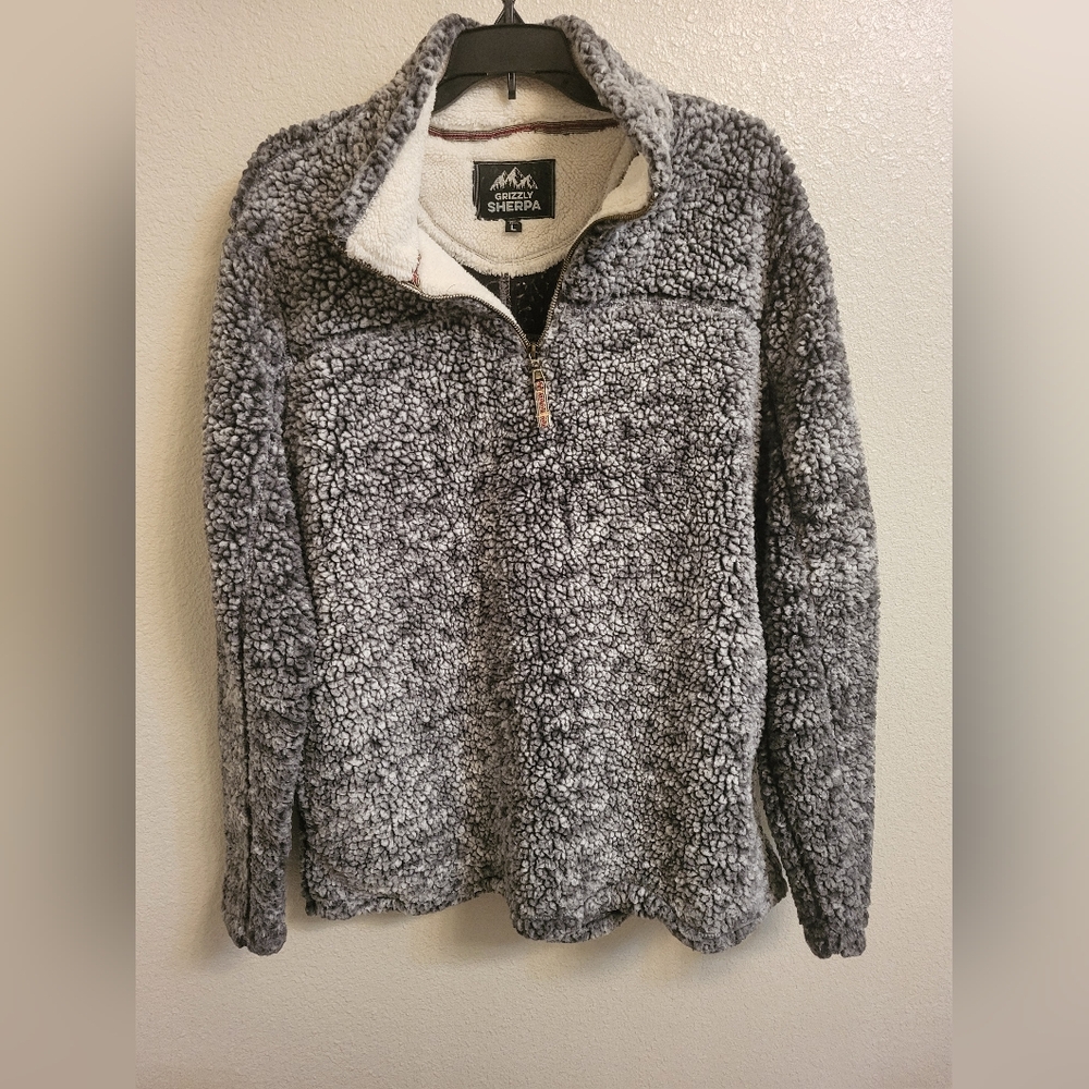 Black, Gray and White Grizzly Sherpa Pullover